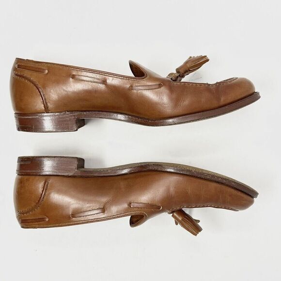 Polo Ralph Lauren x Crockett & Jones 8.5 D Light Brown Leather Tassel Loafers - Picture 5 of 11